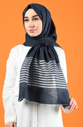 Line Pattern Cotton Shawl Smoky 901611-09