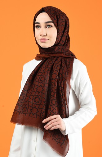 Patterned Cotton Shawl Brown Tobacco 901612-01