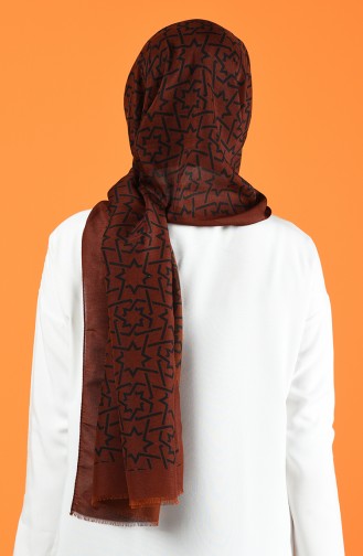 Patterned Cotton Shawl Brown Tobacco 901612-01