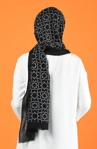 Patterned Cotton Shawl Black 901612-04