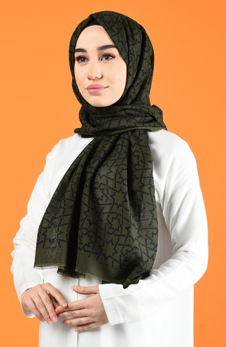 Patterned Cotton Shawl Khaki 901612-09