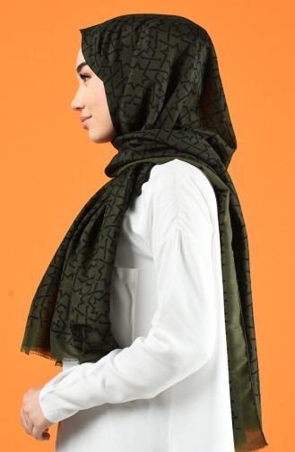 Patterned Cotton Shawl Khaki 901612-09