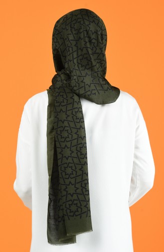 Patterned Cotton Shawl Khaki 901612-09