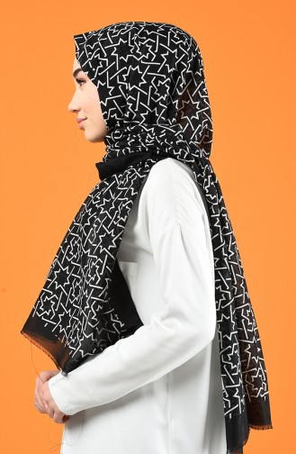 Patterned Cotton Shawl Black White 901612-12