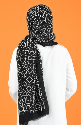 Patterned Cotton Shawl Black White 901612-12