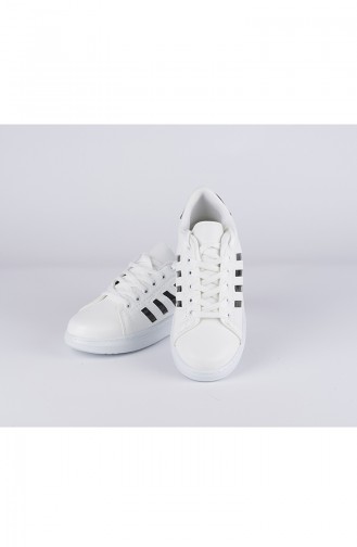 Bayan Spor Ayakkabı MDR09-02 Beyaz Siyah Çizgili