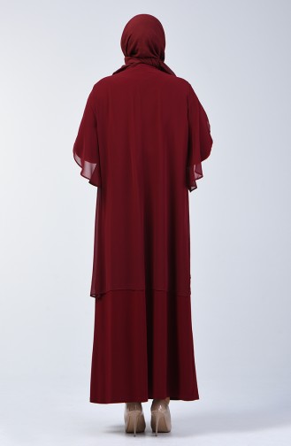 Robe de Soirée İmprimée de Pierre Grande Taille 7803-02 Bordeaux 7803-02