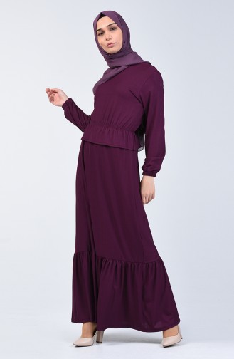 Elastic waist Dress 0215-02 Purple 0215-02