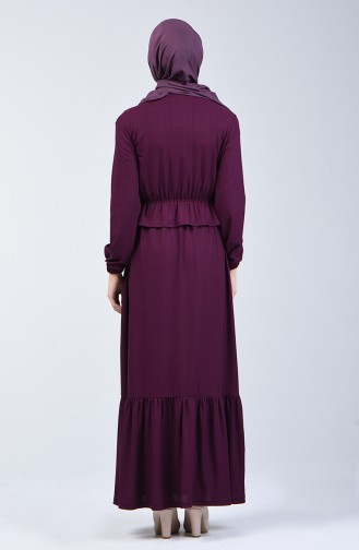 Kleid mit elastische Taille 0215-02 Lila 0215-02
