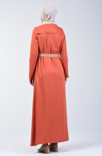 Brick Red Hijab Dress 8021-02