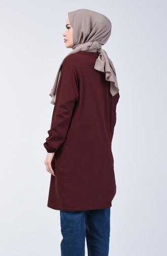 Baskılı Tunik 1284-07 Koyu Bordo