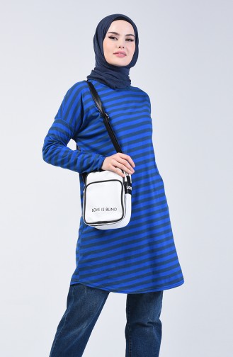 Çizgili Tunik 1287-03 Saks