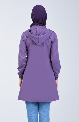 Zippered and Pocket detailed Tunic 0212-03 Lilac 0212-03