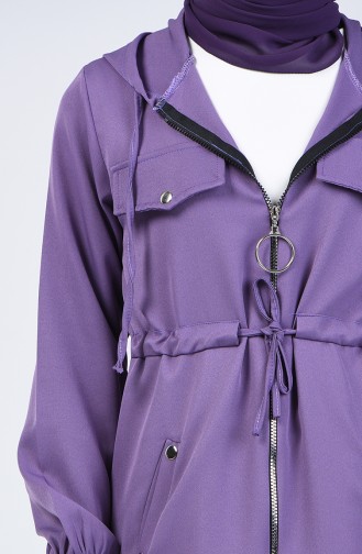 Zippered and Pocket detailed Tunic 0212-03 Lilac 0212-03