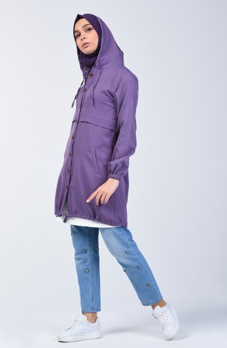 Hooded and Elastic Sleeve Tunic 0213-03 Lilac 0213-03