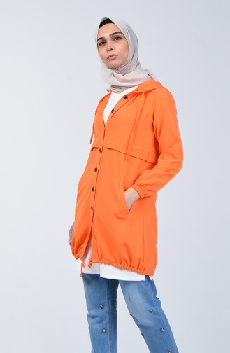 Hooded and Elastic Sleeve Tunic 0213-04 Apricot Color 0213-04