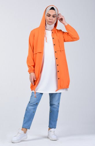 Hooded and Elastic Sleeve Tunic 0213-04 Apricot Color 0213-04
