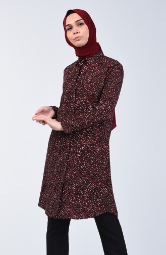 Patterned Tunic 0244-02 Claret Red 0244-02