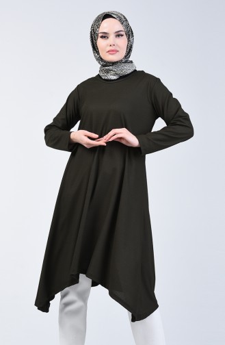 Basic Asimetrik Uzun Tunik 0076-03 Haki