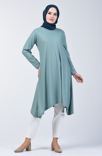 Basic Asymmetrical Long Tunic 0076-04 Green Almond 0076-04