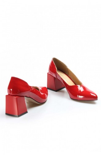 Fast Step High Heels Real Leather Red Patent Leather Thick Heels Slippers 064Za793 064ZA793-16777559