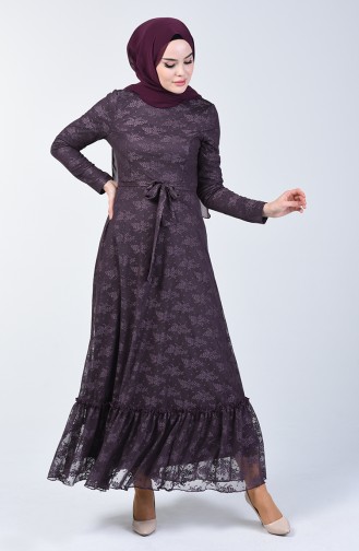 Dark Lilac İslamitische Avondjurk 1013-01