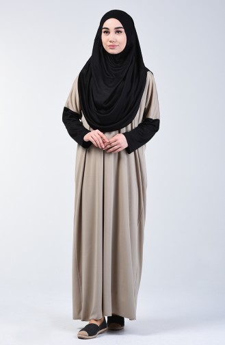Plus Size Two-color Practical Prayer Dress 0910b-01 Mink Black 0910B-01
