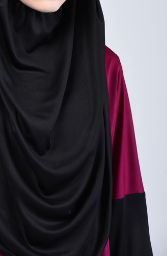 Büyük Beden Çift Renkli Pratik Namaz Elbisesi 0910B-03 Fuşya Siyah