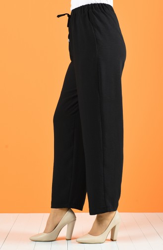 Pantalon Large Taille Élastique 0121-04 Noir 0121-04