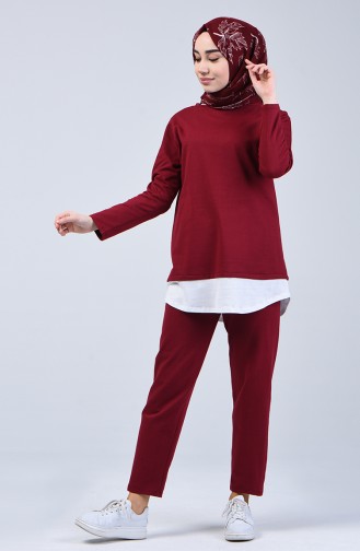 Two-Thread Tunic Trousers Double Set 2002-02 Burgundy 2002-02