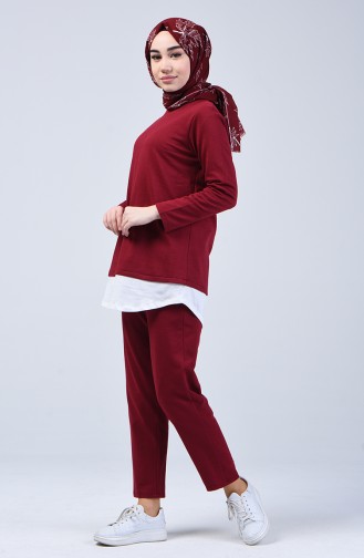 Two-Thread Tunic Trousers Double Set 2002-02 Burgundy 2002-02