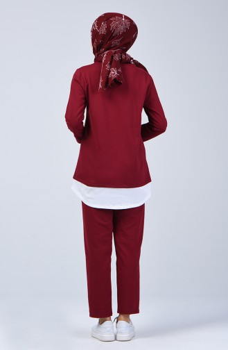 Two-Thread Tunic Trousers Double Set 2002-02 Burgundy 2002-02