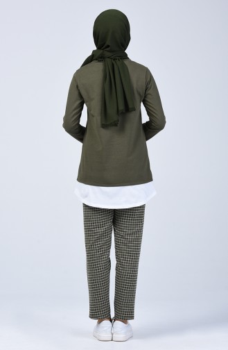 Two-Thread Checkered Tunic Trousers Double Set 2003-01 Khaki 2003-01