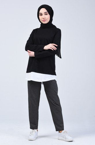 Two-Thread Checkered Tunic Trousers Double Set 2003-05 Black 2003-05