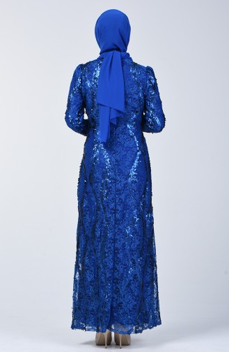 Saks-Blau Hijab-Abendkleider 7264-04