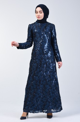 Dunkelblau Hijab-Abendkleider 7264-06