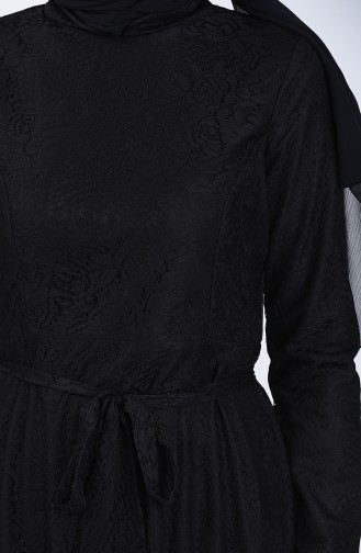 Robe de Soirée a Dentelle 1011-01 Noir 1011-01