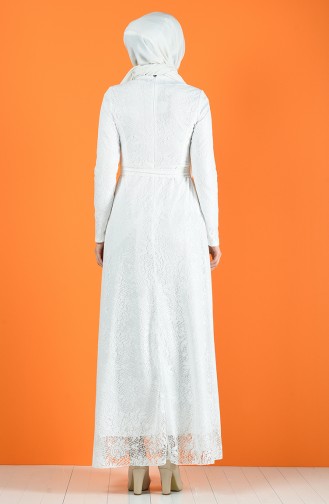 White Hijab Evening Dress 1011-02