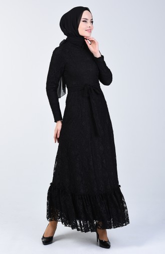 Lace Coating Evening Dress 1015-01 Black 1015-01