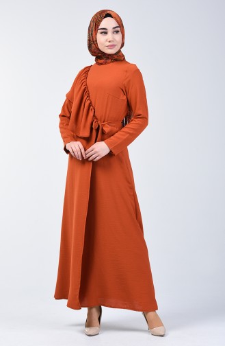  فستان يقماش اروبين لون القرميد  0046-04