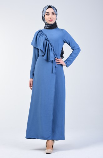 Aeroben Fabric Frilled Dress 0046-05 İndigo 0046-05