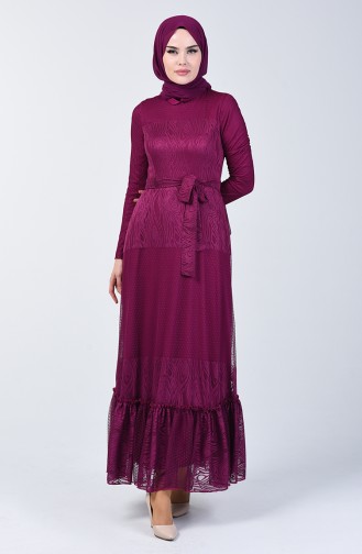 Shirred Tulle Dress 1014-02 Fuchsia 1014-02