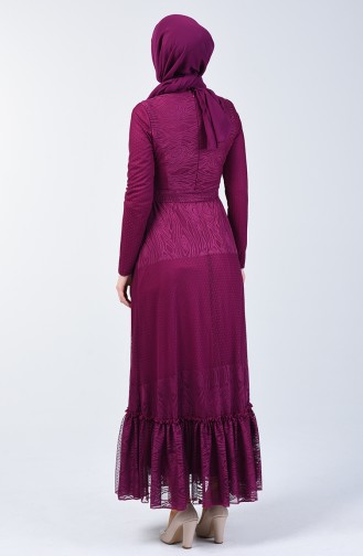 Shirred Tulle Dress 1014-02 Fuchsia 1014-02