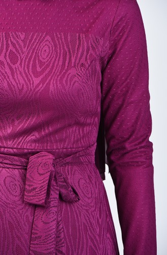 Gerafftes Tüll Kleid  1014-02 Fuchsia 1014-02