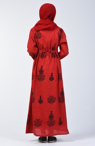 Robe Coton a Motifs 3333-01 Rouge 3333-01