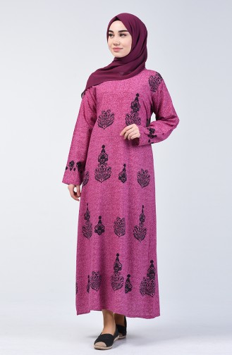 Robe Coton a Motifs 3333-02 Plum 3333-02