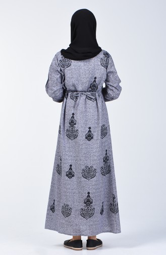 Cotton Patterned Dress 3333-03 Grey 3333-03