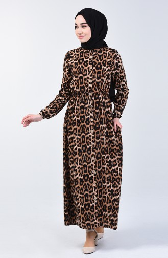 Leopard gemustertes Kleid 0245-01 Braun 0245-01