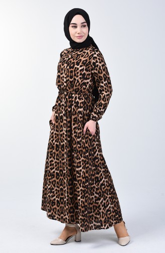 Leopard gemustertes Kleid 0245-01 Braun 0245-01