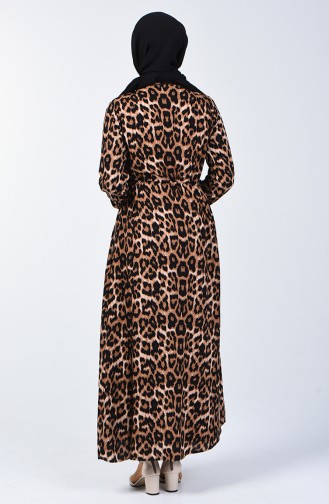 Leopard Patterned Dress 0245-01 Brown 0245-01